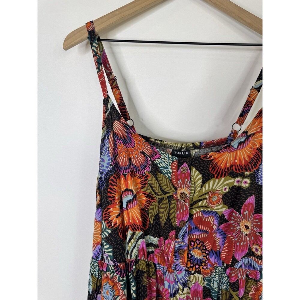 Torrid Maxi Challis Tiered Dress Floral Sz 2 Sleeveless Boho Summer Festival - Picture 5 of 14